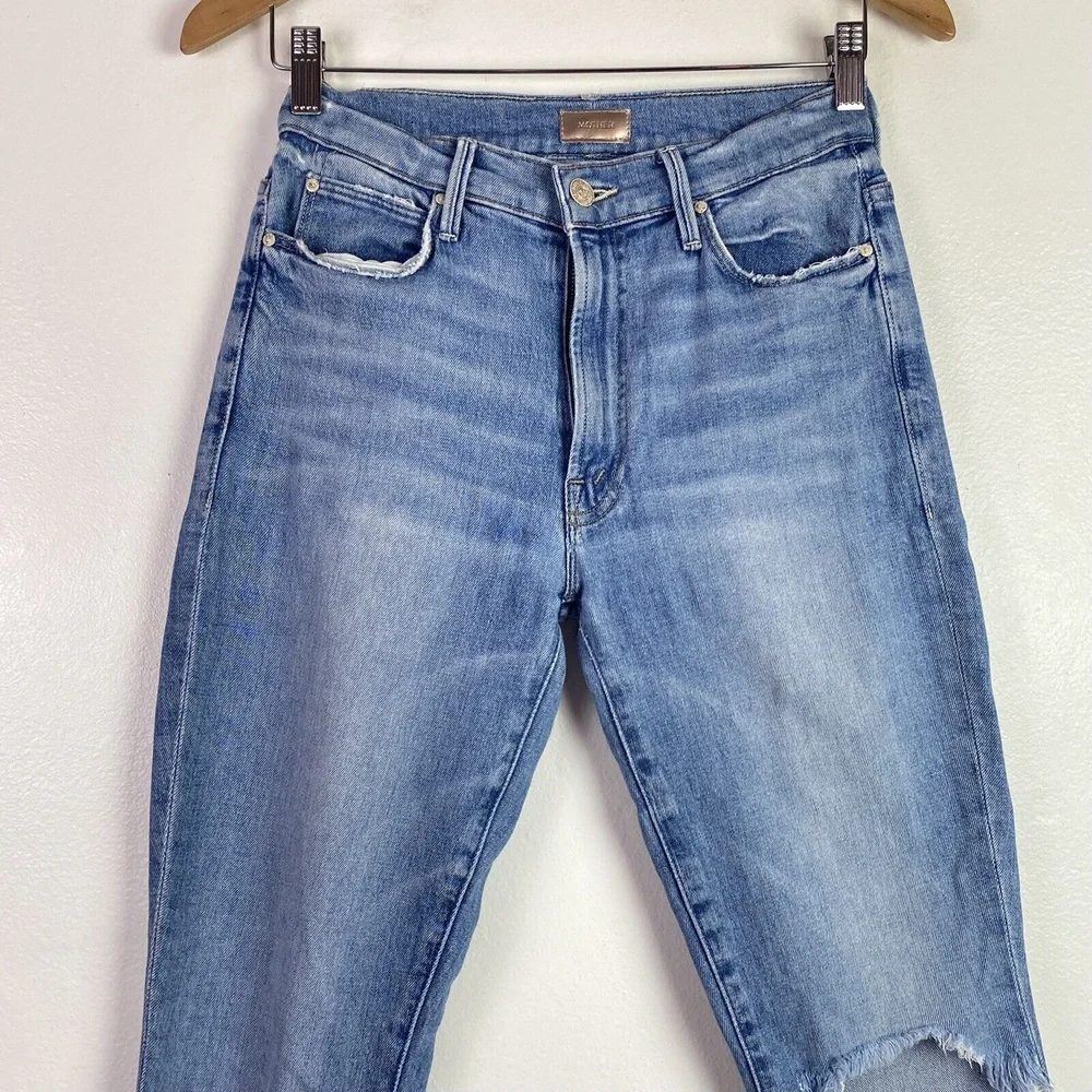MOTHER The Stunner Zip Ankle Step Fray Exposed Secret Sister Jeans 27 Raw Hem - Picture 3 of 13